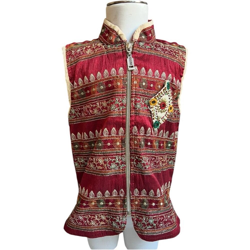 Toddler Unisex Satellite Gorgeous Stitched And Embellished Beaded Indian Vest 2